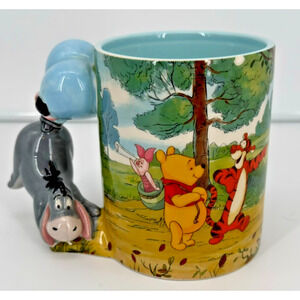 Disney Parks Winnie the Pooh Mug Cup Piglet Pooh Tigger with Eeyore Handle